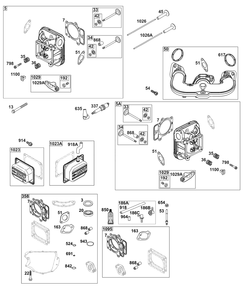 Cylinder Head Group Diagram and Parts List for 44U877-0031-G1 400000 - 699999 Briggs and Stratton Engine